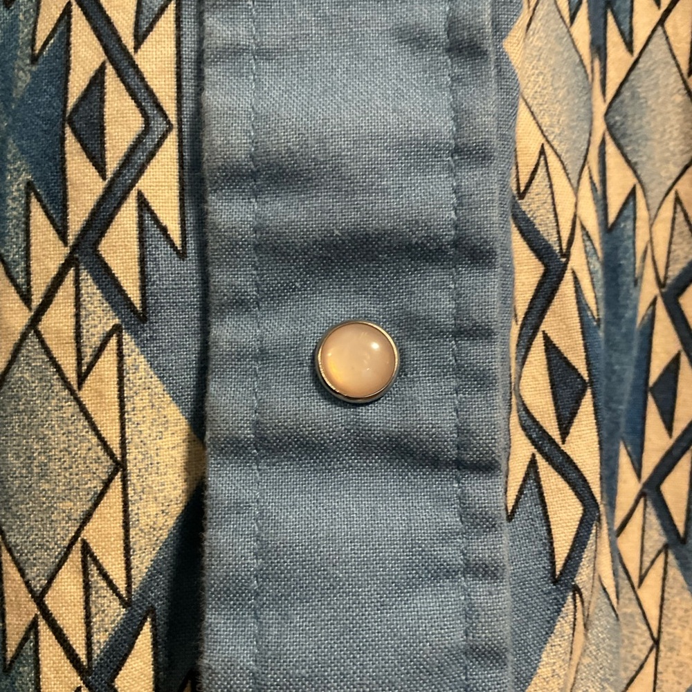 Panhandle Slim Mens Sz XL Aztec Print Pearl Snap Western Cowboy Blue Shirt - Picture 5 of 8